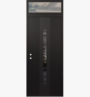 DIAMOND A4 36" X 96" BLACK/BLACK MIRRORED GLASS PANEL BLACK RHI WITH TRANSOM CLEAR GLASS