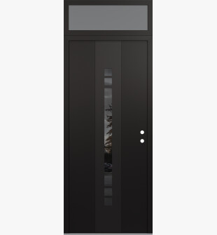 DIAMOND A4 36" X 96" BLACK/BLACK MIRRORED GLASS PANEL BLACK LHI WITH TRANSOM FROSTED GLASS