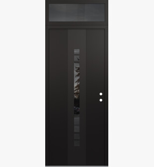 DIAMOND A4 36" X 96" BLACK/BLACK MIRRORED GLASS PANEL BLACK LHI WITH TRANSOM MIRRORED GLASS