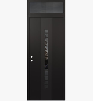 DIAMOND A4 36" X 96" BLACK/BLACK MIRRORED GLASS PANEL BLACK RHI WITH TRANSOM MIRRORED GLASS