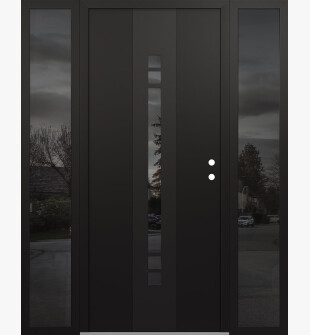 DIAMOND A4 60" X 80" BLACK/BLACK MIRRORED GLASS PANEL BLACK LHI WITH 2 SIDELITES MIRRORED GLASS