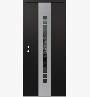 DIAMOND A4 36" X 80" BLACK/BLACK MIRRORED GLASS PANEL STAINLESS STEEL RHI