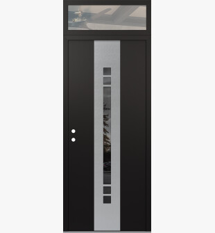 DIAMOND A4 36" X 96" BLACK/BLACK MIRRORED GLASS PANEL STAINLESS STEEL RHI WITH TRANSOM CLEAR GLASS