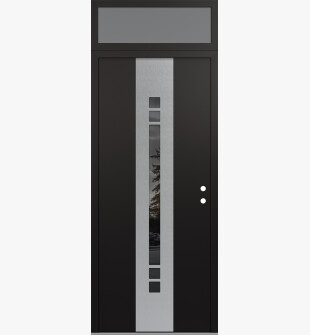 DIAMOND A4 36" X 96" BLACK/BLACK MIRRORED GLASS PANEL STAINLESS STEEL LHI WITH TRANSOM FROSTED GLASS