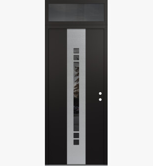 DIAMOND A4 36" X 96" BLACK/BLACK MIRRORED GLASS PANEL STAINLESS STEEL LHI WITH TRANSOM MIRRORED GLASS