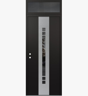 DIAMOND A4 36" X 96" BLACK/BLACK MIRRORED GLASS PANEL STAINLESS STEEL RHI WITH TRANSOM MIRRORED GLASS