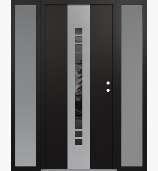 DIAMOND A4 60" X 80" BLACK/BLACK MIRRORED GLASS PANEL STAINLESS STEEL LHI WITH 2 SIDELITES FROSTED GLASS