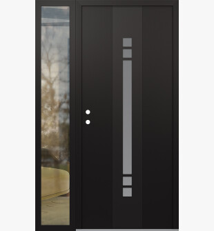 DIAMOND A4 50" X 80" BLACK/WHITE FROSTED GLASS PANEL BLACK RHI WITH SIDELITE CLEAR GLASS