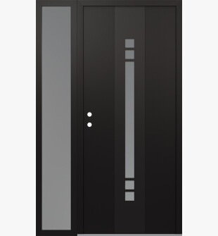 DIAMOND A4 48" X 80" BLACK/WHITE FROSTED GLASS PANEL BLACK RHI WITH SIDELITE FROSTED GLASS