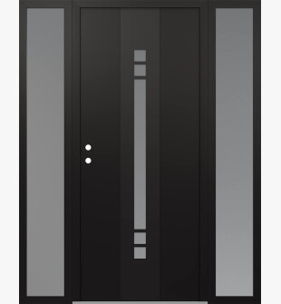 DIAMOND A4 60" X 80" BLACK/WHITE FROSTED GLASS PANEL BLACK RHI WITH 2 SIDELITES FROSTED GLASS