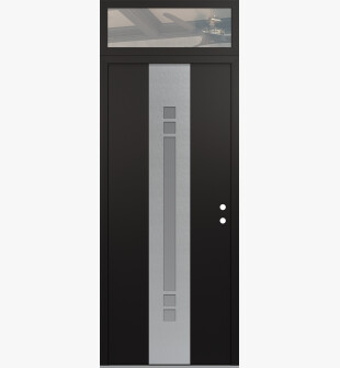 DIAMOND A4 36" X 96" BLACK/WHITE FROSTED GLASS PANEL STAINLESS STEEL LHI WITH TRANSOM CLEAR GLASS