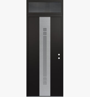 DIAMOND A4 36" X 96" BLACK/WHITE FROSTED GLASS PANEL STAINLESS STEEL LHI WITH TRANSOM MIRRORED GLASS