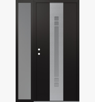 DIAMOND A4 52" X 80" BLACK/WHITE FROSTED GLASS PANEL STAINLESS STEEL RHI WITH SIDELITE FROSTED GLASS