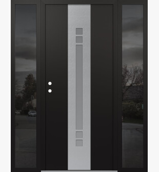 DIAMOND A4 60" X 80" BLACK/WHITE FROSTED GLASS PANEL STAINLESS STEEL RHI WITH 2 SIDELITES MIRRORED GLASS