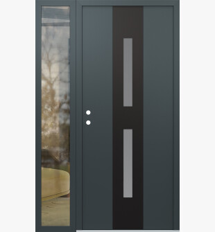 DIAMOND A6 52" X 80" ANTHRACITE/ANTHRACITE FROSTED GLASS PANEL BLACK RHI WITH SIDELITE CLEAR GLASS