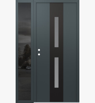 DIAMOND A6 52" X 80" ANTHRACITE/ANTHRACITE FROSTED GLASS PANEL BLACK RHI WITH SIDELITE MIRRORED GLASS