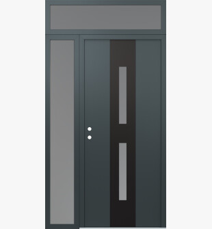 DIAMOND A6 52" X 96" ANTHRACITE/ANTHRACITE FROSTED GLASS PANEL BLACK RHI WITH SIDELITE AND TRANSOM FROSTED GLASS