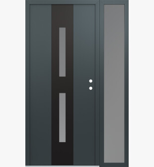 DIAMOND A6 48" X 80" ANTHRACITE/ANTHRACITE FROSTED GLASS PANEL BLACK LHI WITH SIDELITE FROSTED GLASS
