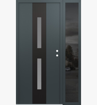 DIAMOND A6 52" X 80" ANTHRACITE/ANTHRACITE FROSTED GLASS PANEL BLACK LHI WITH SIDELITE MIRRORED GLASS