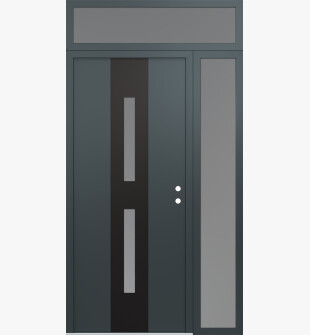 DIAMOND A6 52" X 96" ANTHRACITE/ANTHRACITE FROSTED GLASS PANEL BLACK LHI WITH SIDELITE AND TRANSOM FROSTED GLASS