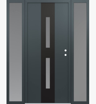DIAMOND A6 64" X 80" ANTHRACITE/ANTHRACITE FROSTED GLASS PANEL BLACK LHI WITH 2 SIDELITES FROSTED GLASS