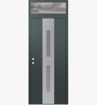 DIAMOND A6 36" X 96" ANTHRACITE/ANTHRACITE FROSTED GLASS PANEL STAINLESS STEEL RHI WITH TRANSOM CLEAR GLASS