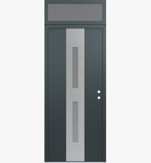 DIAMOND A6 36" X 96" ANTHRACITE/ANTHRACITE FROSTED GLASS PANEL STAINLESS STEEL LHI WITH TRANSOM FROSTED GLASS