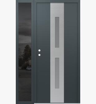 DIAMOND A6 52" X 80" ANTHRACITE/ANTHRACITE FROSTED GLASS PANEL STAINLESS STEEL RHI WITH SIDELITE MIRRORED GLASS