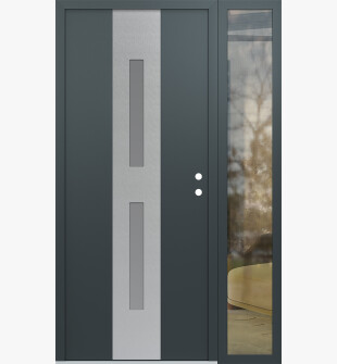 DIAMOND A6 52" X 80" ANTHRACITE/ANTHRACITE FROSTED GLASS PANEL STAINLESS STEEL LHI WITH SIDELITE CLEAR GLASS