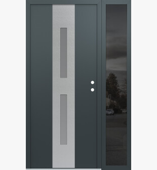 DIAMOND A6 48" X 80" ANTHRACITE/ANTHRACITE FROSTED GLASS PANEL STAINLESS STEEL LHI WITH SIDELITE MIRRORED GLASS