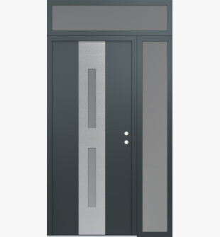 DIAMOND A6 50" X 96" ANTHRACITE/ANTHRACITE FROSTED GLASS PANEL STAINLESS STEEL LHI WITH SIDELITE AND TRANSOM FROSTED GLASS