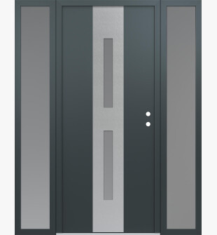 DIAMOND A6 64" X 80" ANTHRACITE/ANTHRACITE FROSTED GLASS PANEL STAINLESS STEEL LHI WITH 2 SIDELITES FROSTED GLASS