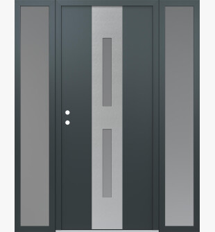 DIAMOND A6 60" X 80" ANTHRACITE/ANTHRACITE FROSTED GLASS PANEL STAINLESS STEEL RHI WITH 2 SIDELITES FROSTED GLASS