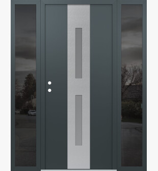 DIAMOND A6 64" X 80" ANTHRACITE/ANTHRACITE FROSTED GLASS PANEL STAINLESS STEEL RHI WITH 2 SIDELITES MIRRORED GLASS