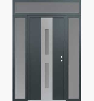 DIAMOND A6 60" X 96" ANTHRACITE/ANTHRACITE FROSTED GLASS PANEL STAINLESS STEEL LHI WITH 2 SIDELITES AND TRANSOM FROSTED GLASS