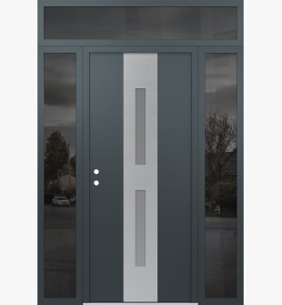 DIAMOND A6 60" X 96" ANTHRACITE/ANTHRACITE FROSTED GLASS PANEL STAINLESS STEEL RHI WITH 2 SIDELITES AND TRANSOM MIRRORED GLASS