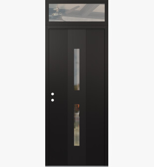 DIAMOND A6 36" X 96" BLACK/BLACK CLEAR GLASS PANEL BLACK RHI WITH TRANSOM CLEAR GLASS