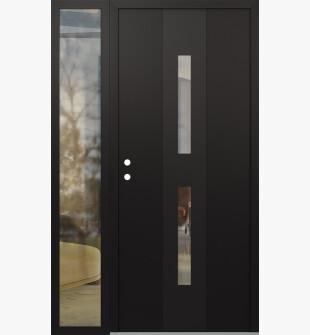 DIAMOND A6 50" X 80" BLACK/BLACK CLEAR GLASS PANEL BLACK RHI WITH SIDELITE CLEAR GLASS
