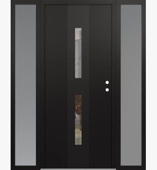 DIAMOND A6 64" X 80" BLACK/BLACK CLEAR GLASS PANEL BLACK LHI WITH 2 SIDELITES FROSTED GLASS