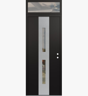 DIAMOND A6 36" X 96" BLACK/BLACK CLEAR GLASS PANEL STAINLESS STEEL LHI WITH TRANSOM CLEAR GLASS