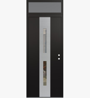 DIAMOND A6 36" X 96" BLACK/BLACK CLEAR GLASS PANEL STAINLESS STEEL LHI WITH TRANSOM FROSTED GLASS