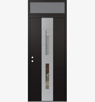 DIAMOND A6 36" X 96" BLACK/BLACK CLEAR GLASS PANEL STAINLESS STEEL RHI WITH TRANSOM FROSTED GLASS