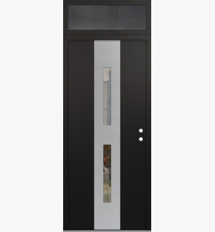 DIAMOND A6 36" X 96" BLACK/BLACK CLEAR GLASS PANEL STAINLESS STEEL LHI WITH TRANSOM MIRRORED GLASS