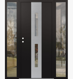 DIAMOND A6 64" X 80" BLACK/BLACK CLEAR GLASS PANEL STAINLESS STEEL RHI WITH 2 SIDELITES CLEAR GLASS