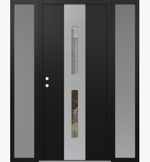 DIAMOND A6 68" X 80" BLACK/BLACK CLEAR GLASS PANEL STAINLESS STEEL RHI WITH 2 SIDELITES FROSTED GLASS