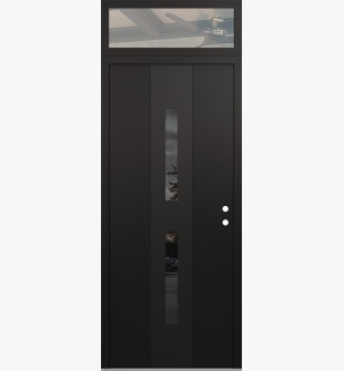 DIAMOND A6 36" X 96" BLACK/BLACK MIRRORED GLASS PANEL BLACK LHI WITH TRANSOM CLEAR GLASS