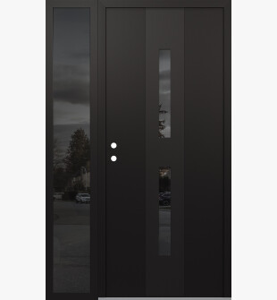 DIAMOND A6 48" X 80" BLACK/BLACK MIRRORED GLASS PANEL BLACK RHI WITH SIDELITE MIRRORED GLASS