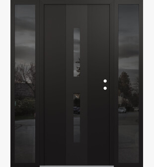 DIAMOND A6 68" X 80" BLACK/BLACK MIRRORED GLASS PANEL BLACK LHI WITH 2 SIDELITES MIRRORED GLASS