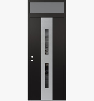 DIAMOND A6 36" X 96" BLACK/BLACK MIRRORED GLASS PANEL STAINLESS STEEL RHI WITH TRANSOM FROSTED GLASS