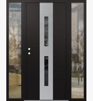 DIAMOND A6 60" X 80" BLACK/BLACK MIRRORED GLASS PANEL STAINLESS STEEL RHI WITH 2 SIDELITES CLEAR GLASS